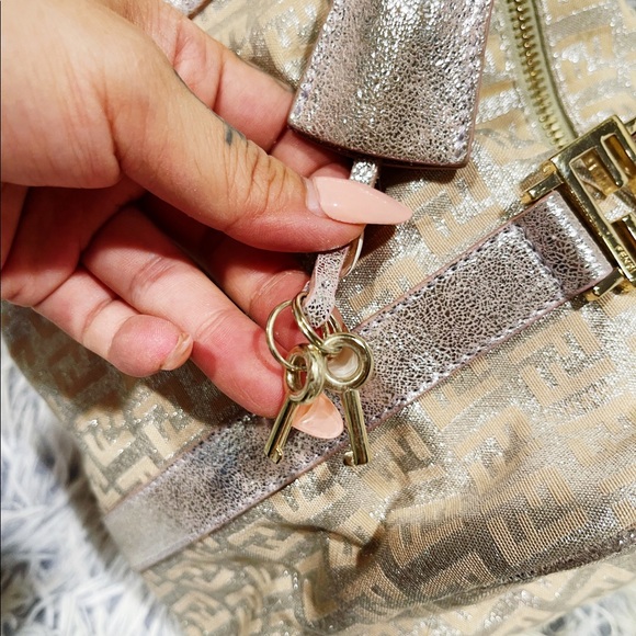 Authentic Vintage Fendi Metallic Boston Bag Zucchino Canvas - Picture 8 of 11